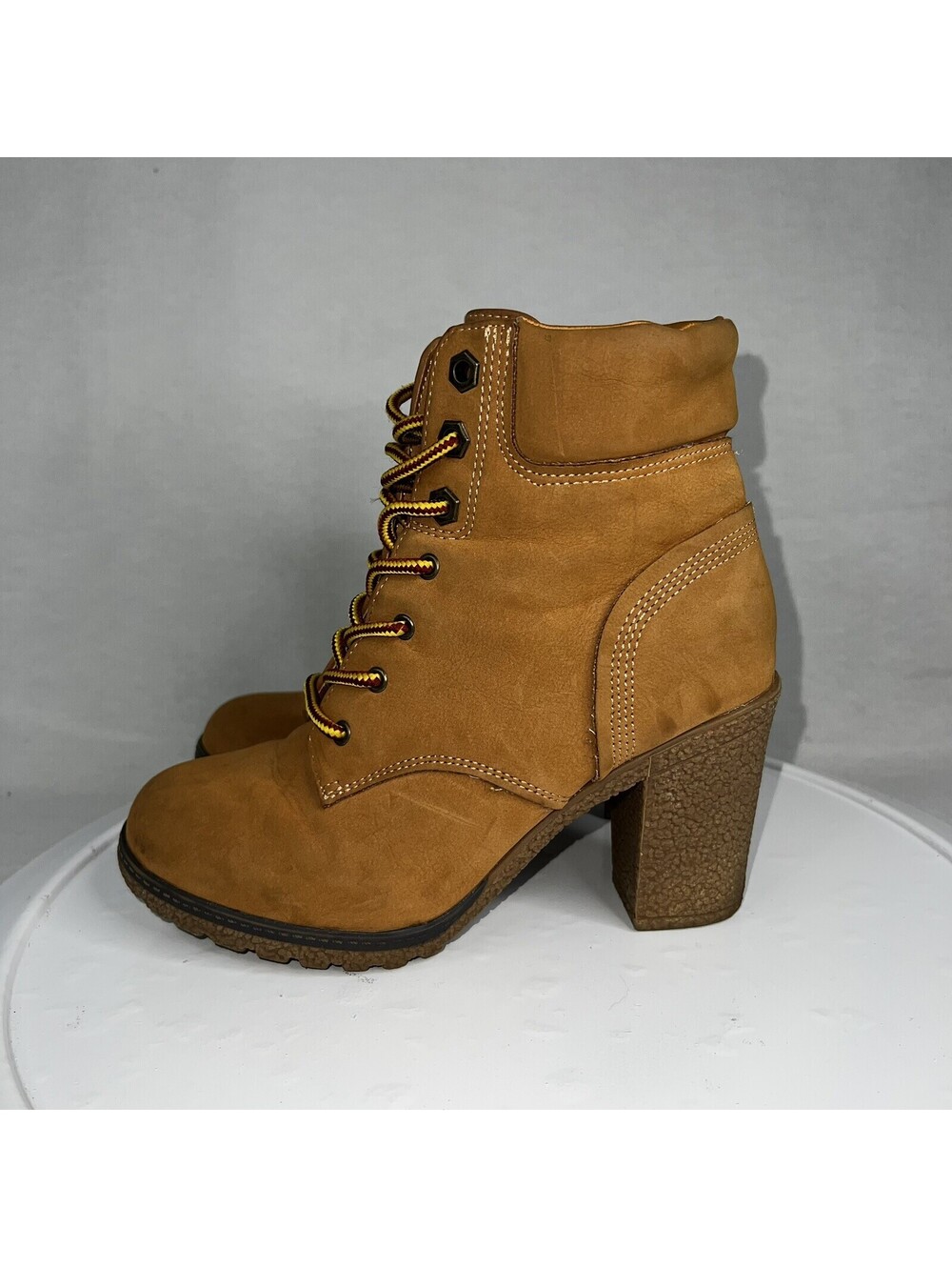 White Mt. Dartford Heeled Boots Sz 6 Women's Tan Lace Up Boots EUC - Picture 6 of 9